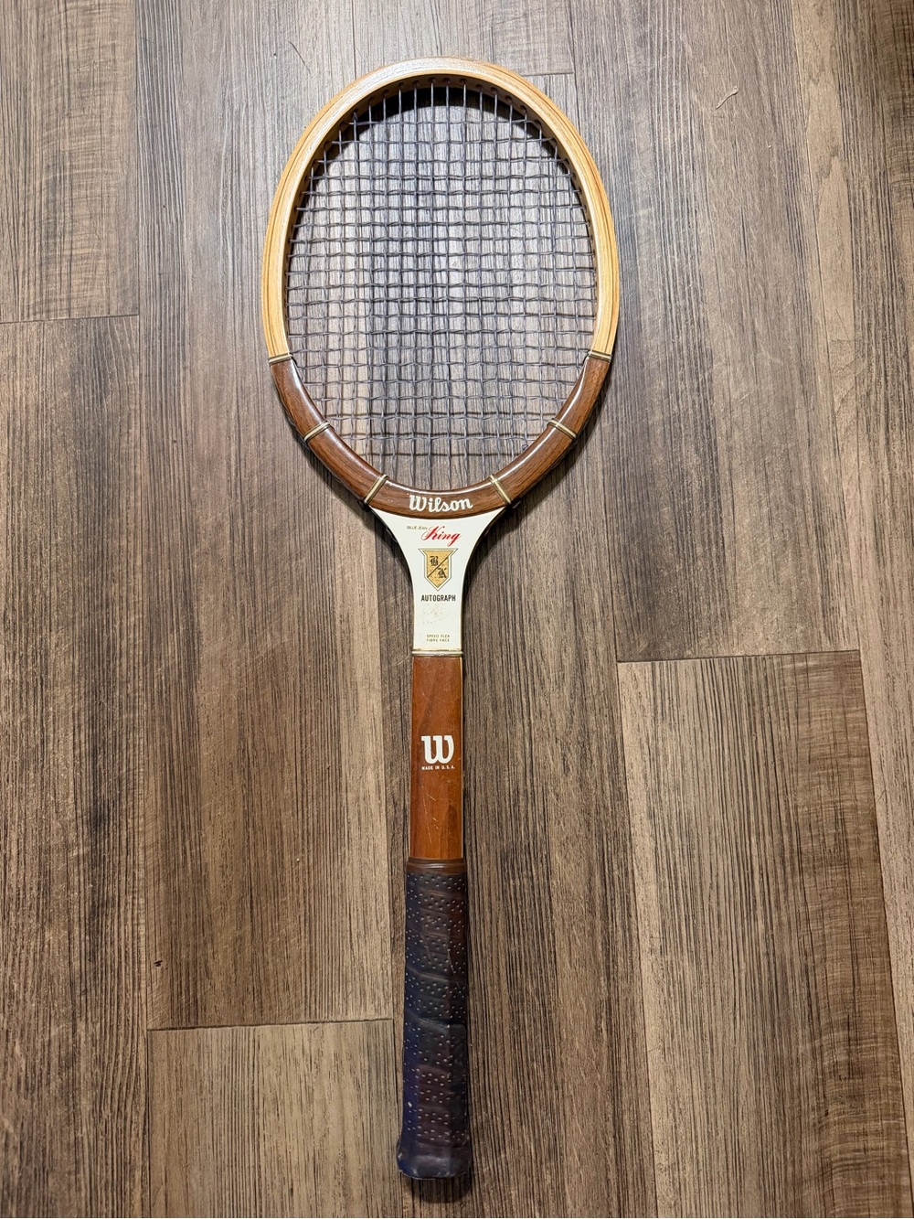 Wilson Wooden Tennis Racket in Brown and Natural